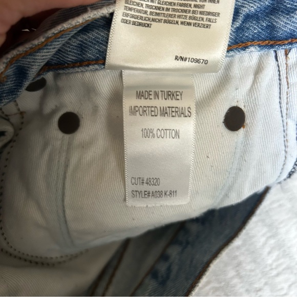 Agolde Light Blue Distressed Jean Shorts - Picture 4 of 5